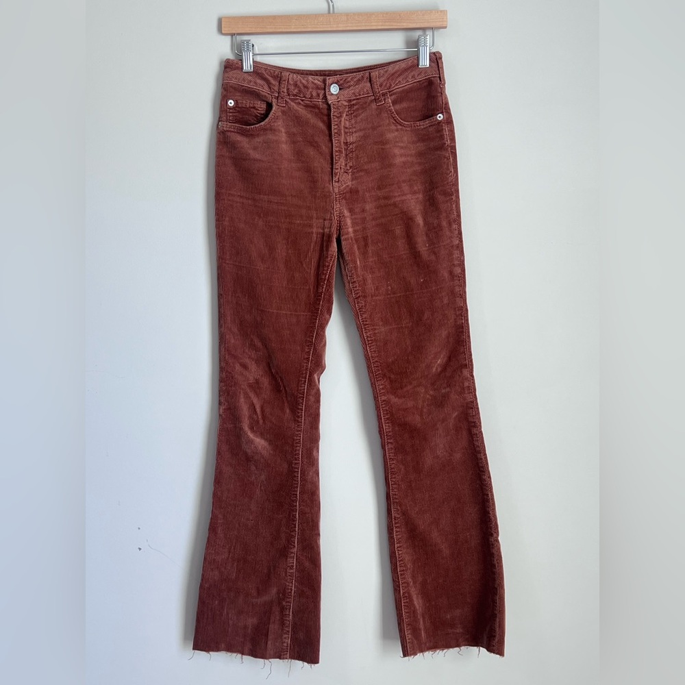 Anthropologie Pilcro The Icon Corduroy Flare Mid Rise Jeans Sz‎ 26 Rust